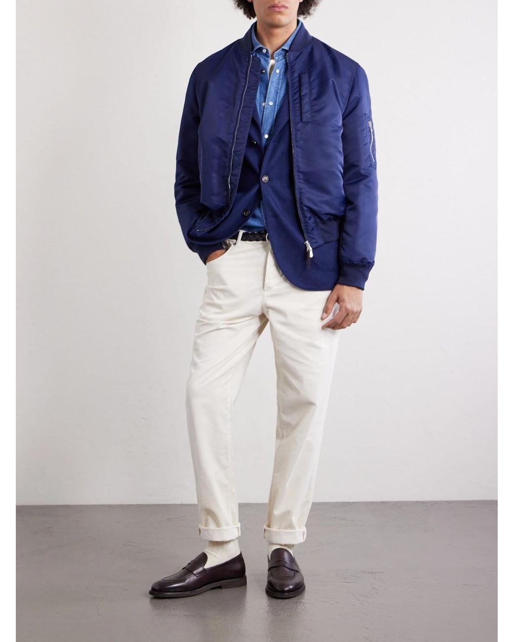 Brunello Cucinelli Blue Cashmere Blazer for men