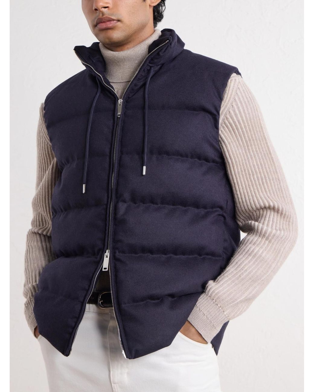 Slowear Blue Montedoro Quilted Wool-blend Down Gilet for men