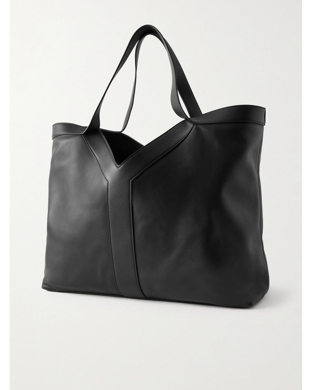 Marais Leather Tote Bag di Saint Laurent in Black da Uomo