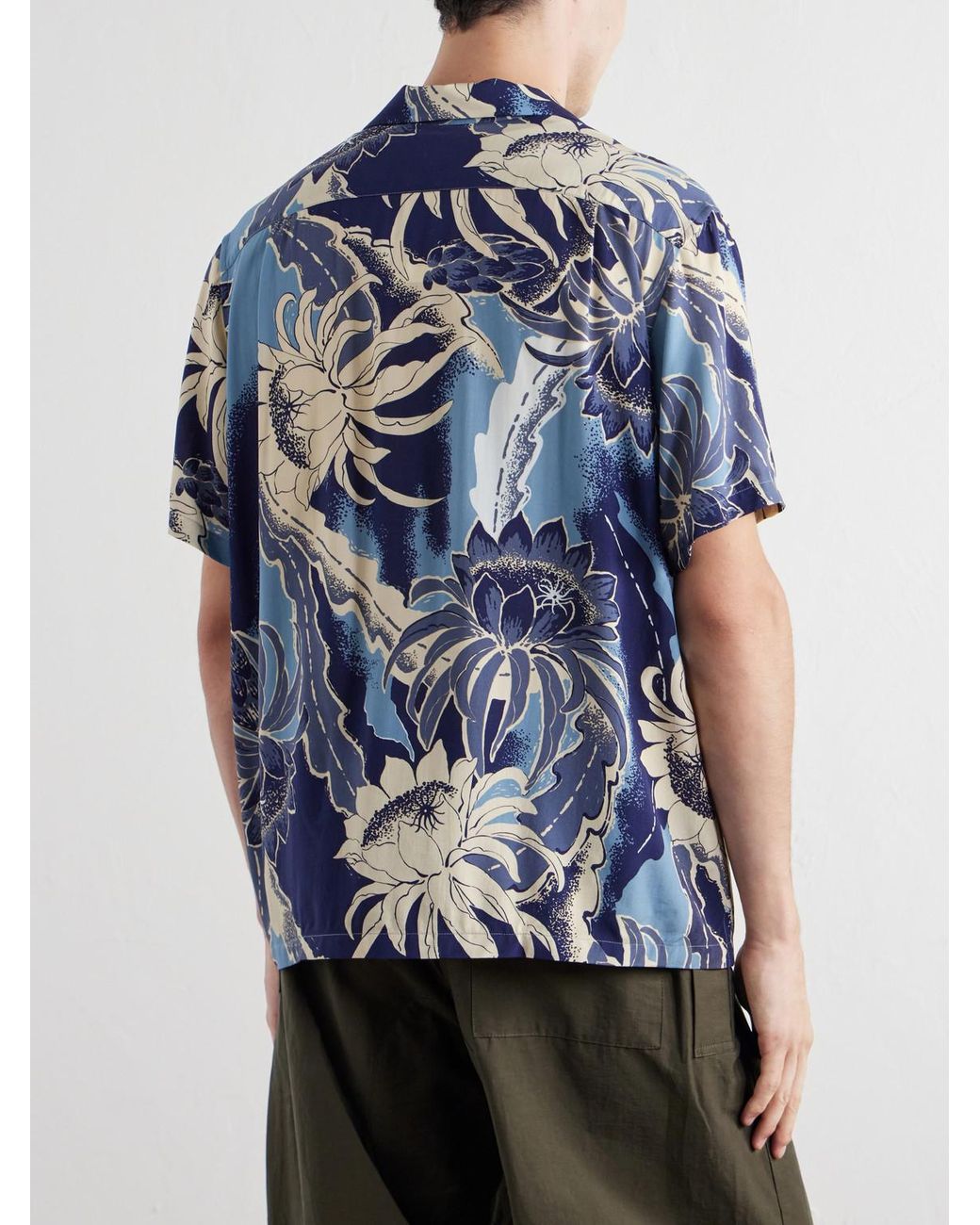 J.W. Anderson Blue Camp-Collar Floral-Print Voile Shirt for men