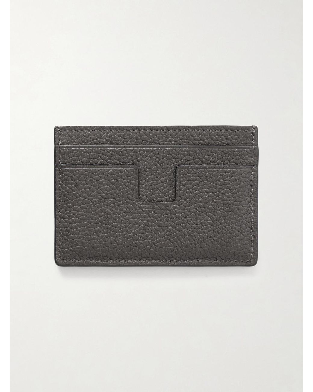 Tom Ford Gray Full-Grain Leather Cardholder for men