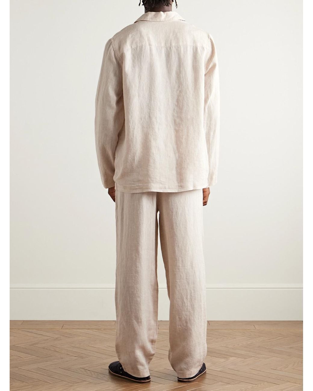 Derek Rose Natural Sicily 1 Linen Pyjama Set for men