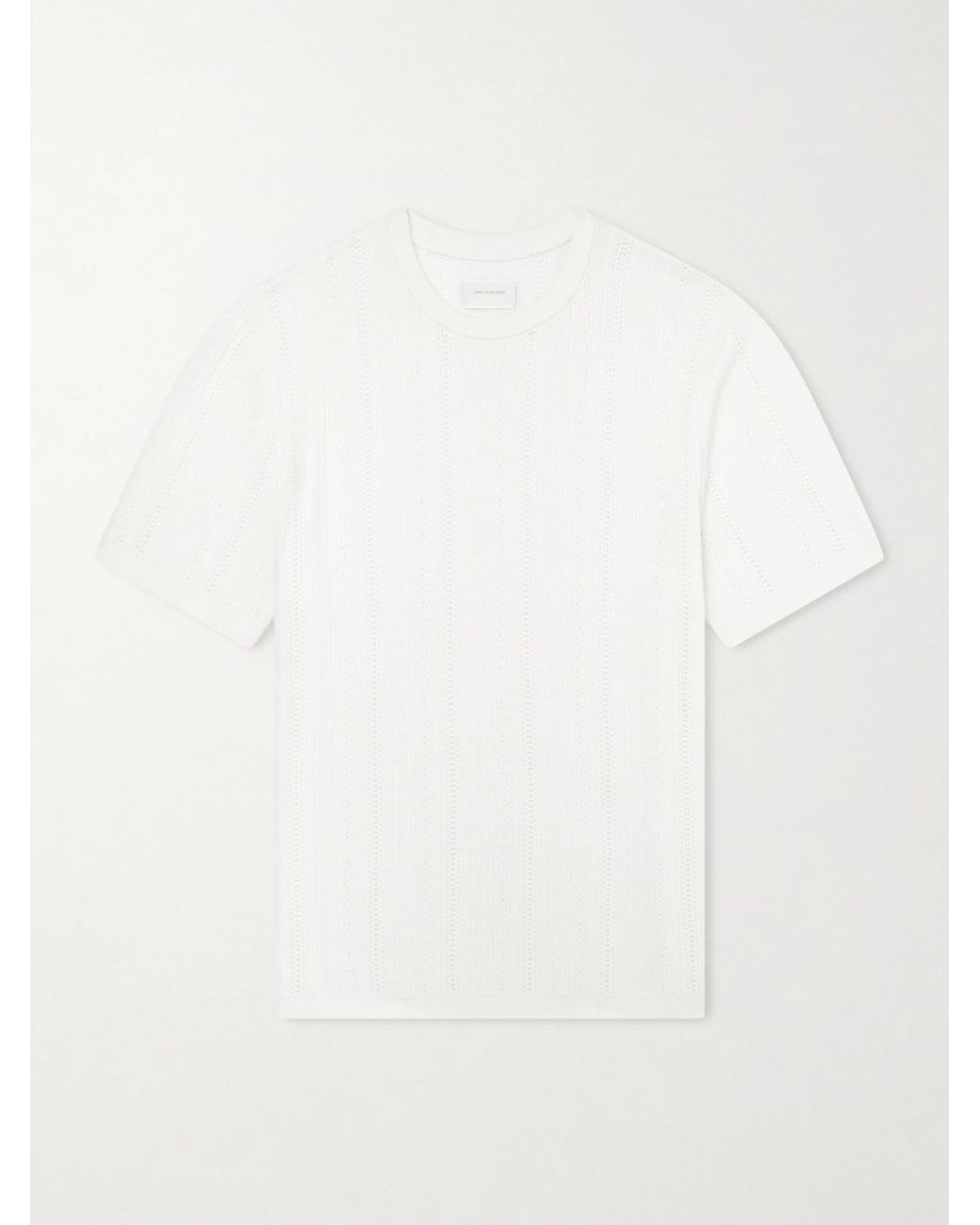 Aimé Leon Dore White Striped Pointelle-Knit Merino Wool T-Shirt for men