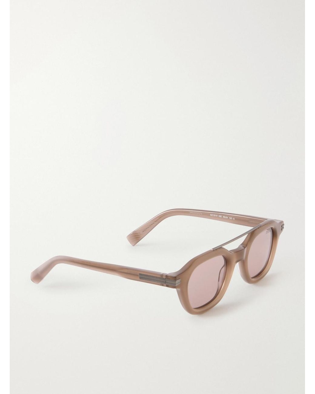 Zegna Pink Aviator-Style Acetate Sunglasses for men