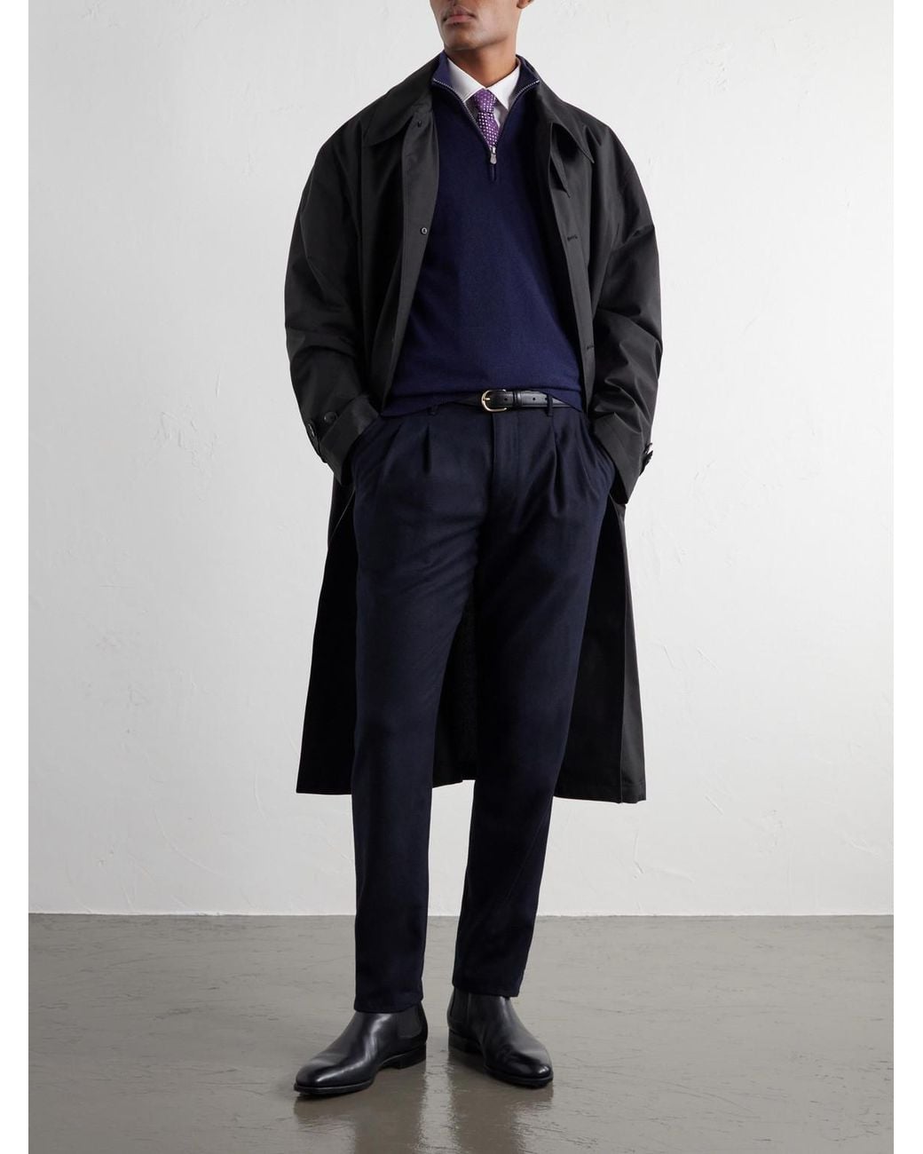 Slowear Blue Incotex Pleated Tapered Wool-Blend Flannel Trousers for men