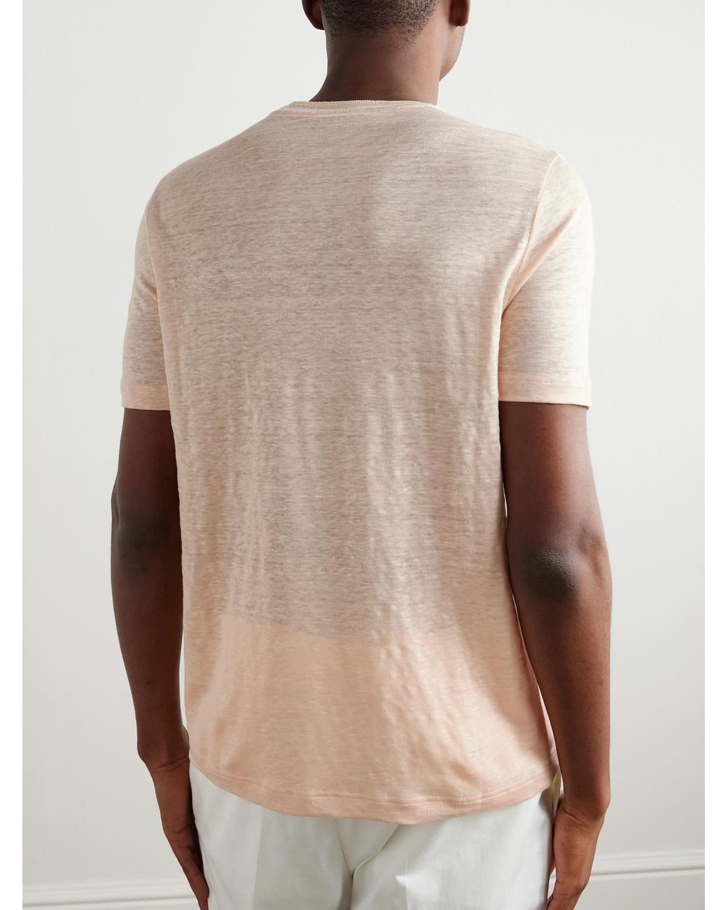 Loro Piana Pink Linen T-Shirt for men