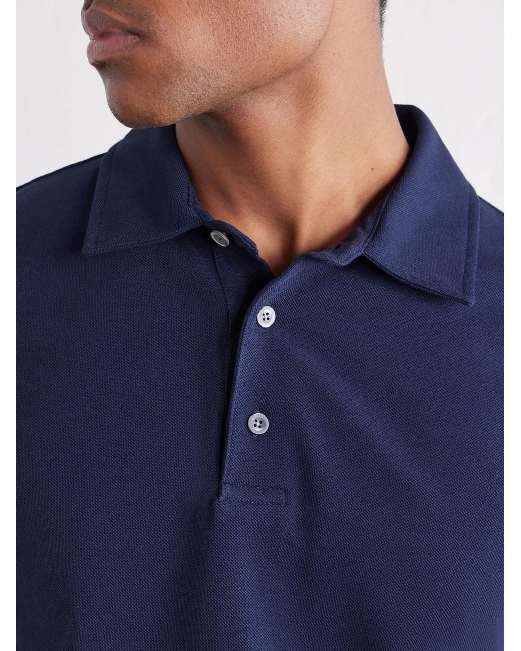 Mr P. Blue Cotton-Piqué Polo Shirt for men