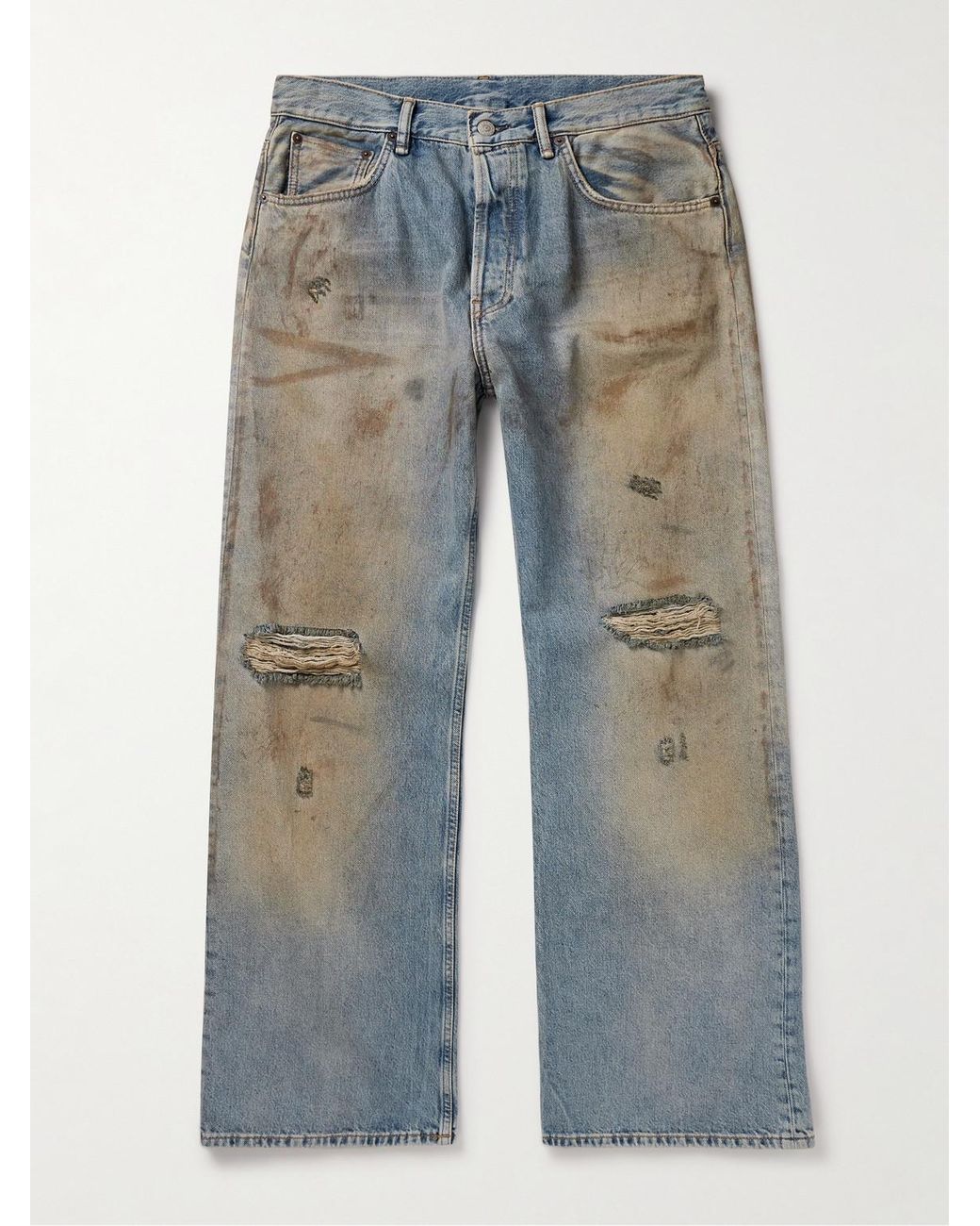 Acne Blue Straight-Leg Distressed Jeans for men
