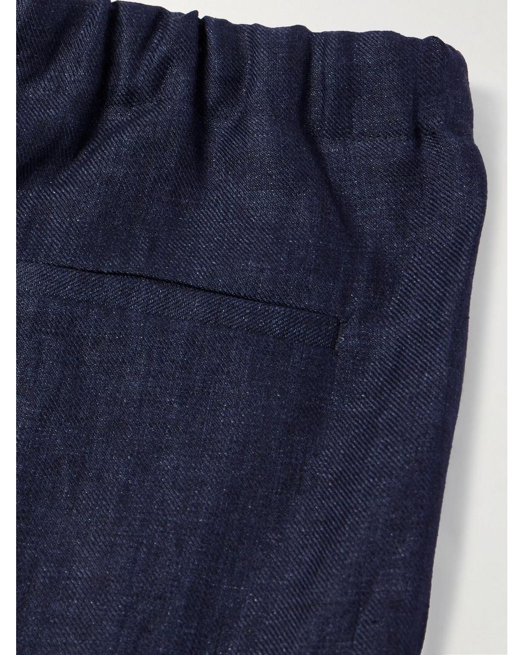 Piacenza 1733 Blue Straight-Leg Linen Trousers for men