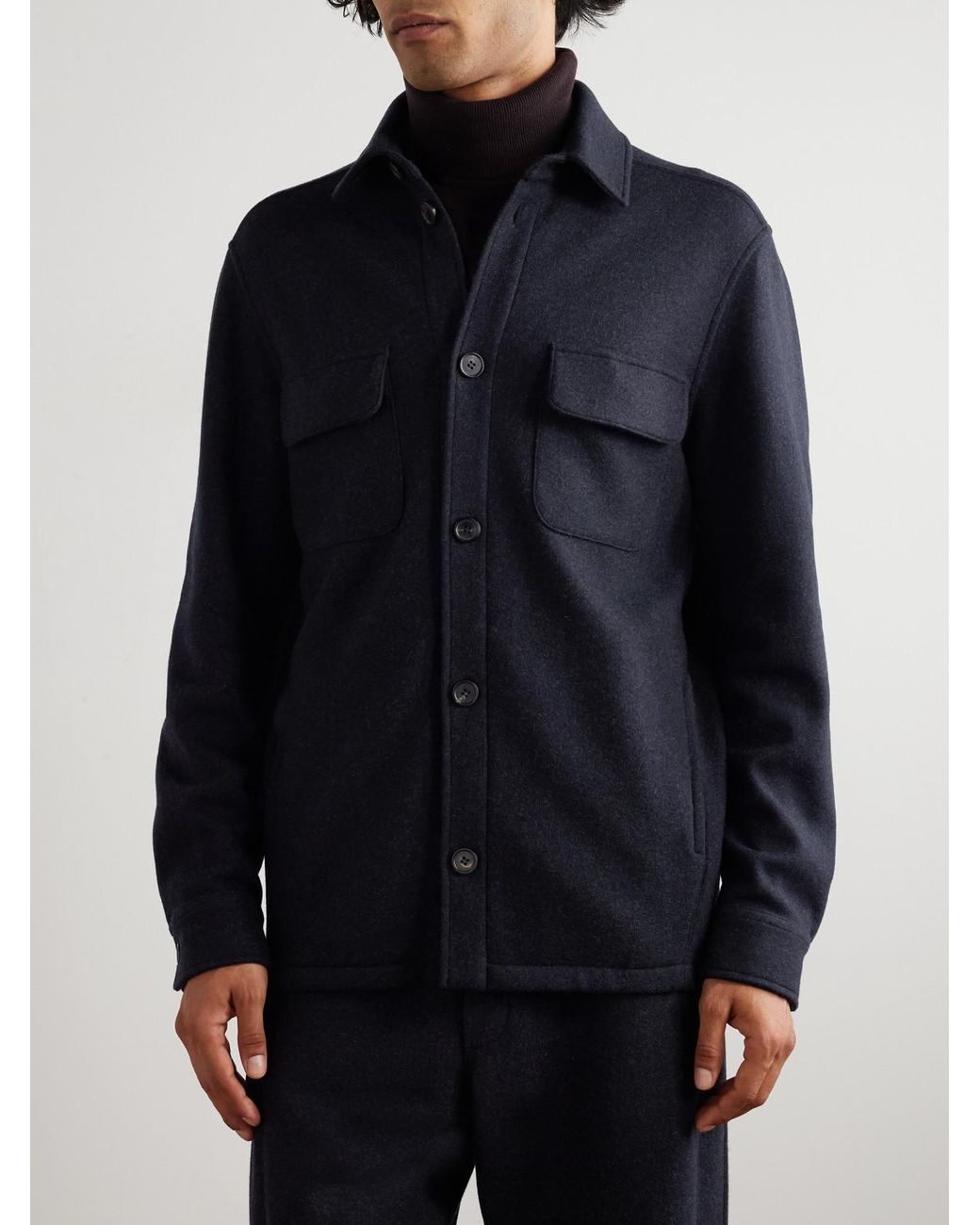 Loro Piana Blue Marco Jersey Novalis Overshirt for men