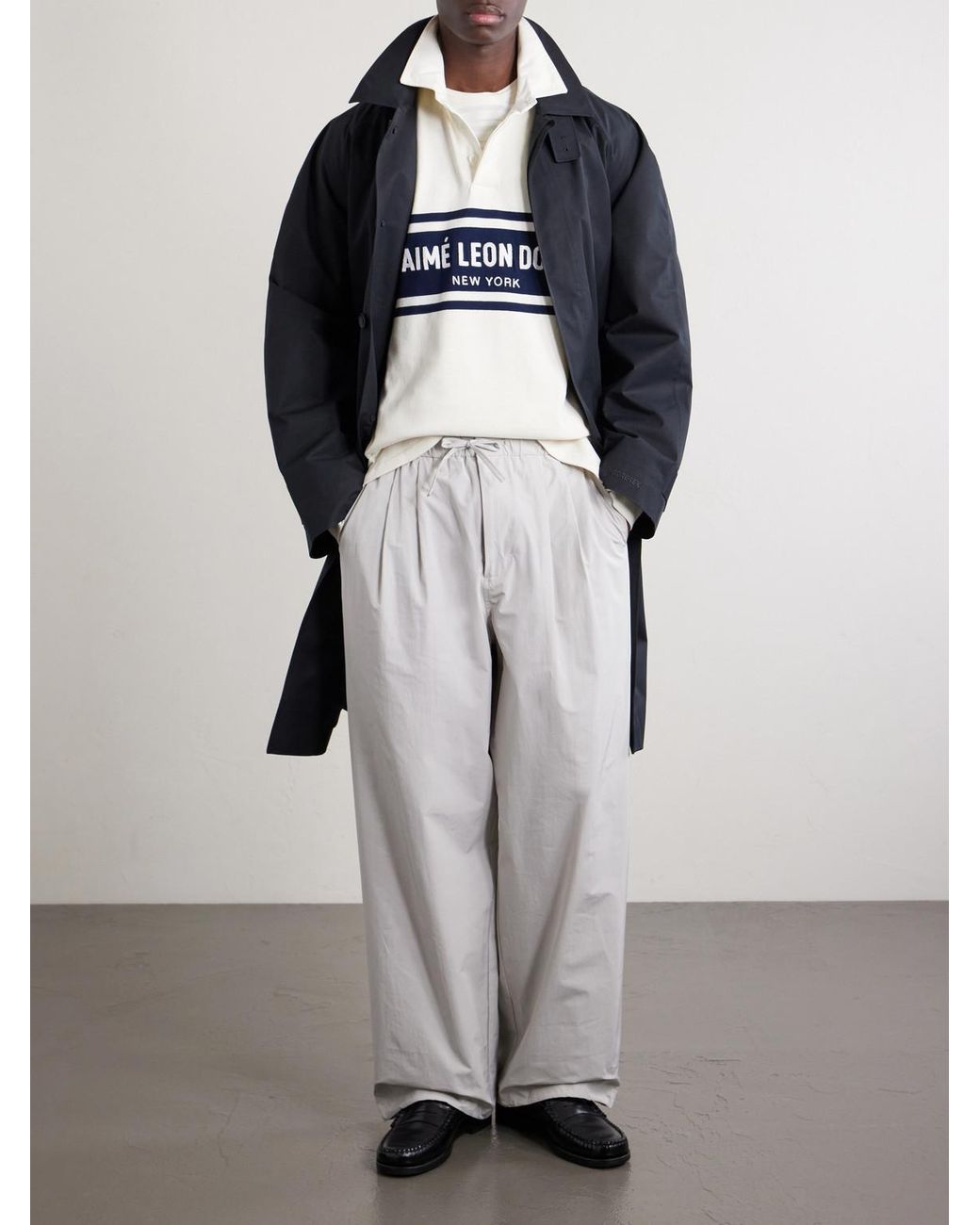 Aimé Leon Dore Blue Logo-Embroidered Striped Cotton Polo Sweater for men