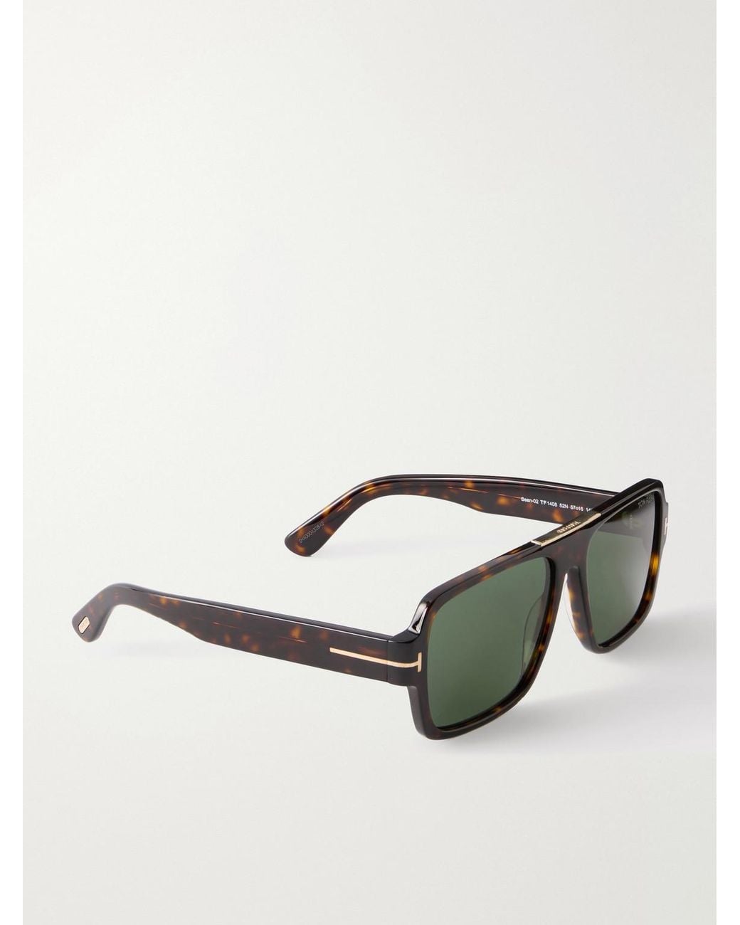 Tom Ford Sean-02 Rectangular-Frame Tortoiseshell Acetate Sunglasses in Green für Herren