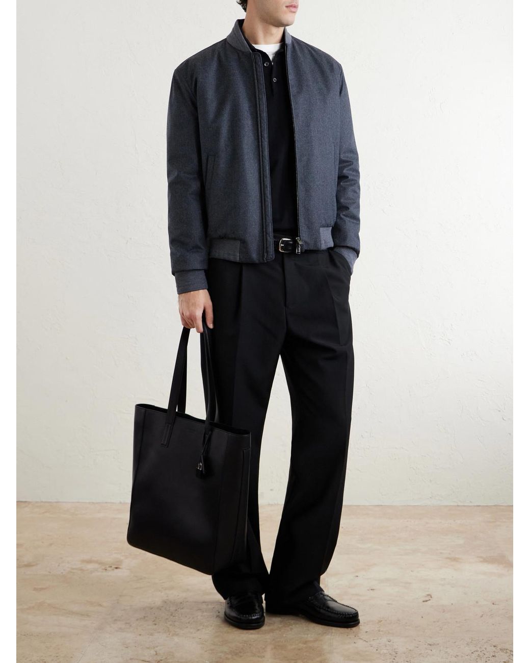 Canali Blue Wool Bomber Jacket for men