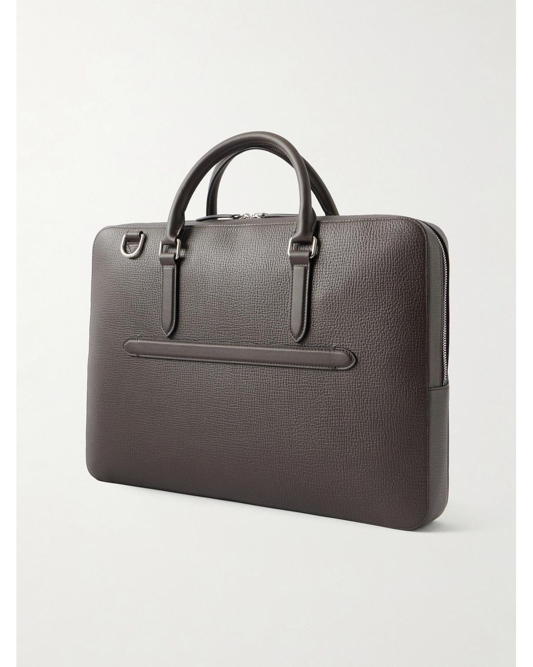 Smythson Brown Full-Grain Leather Briefcase for men