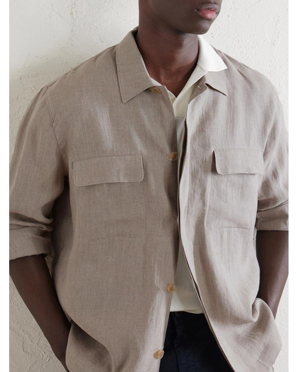 Sunspel Natural Linen Overshirt for men