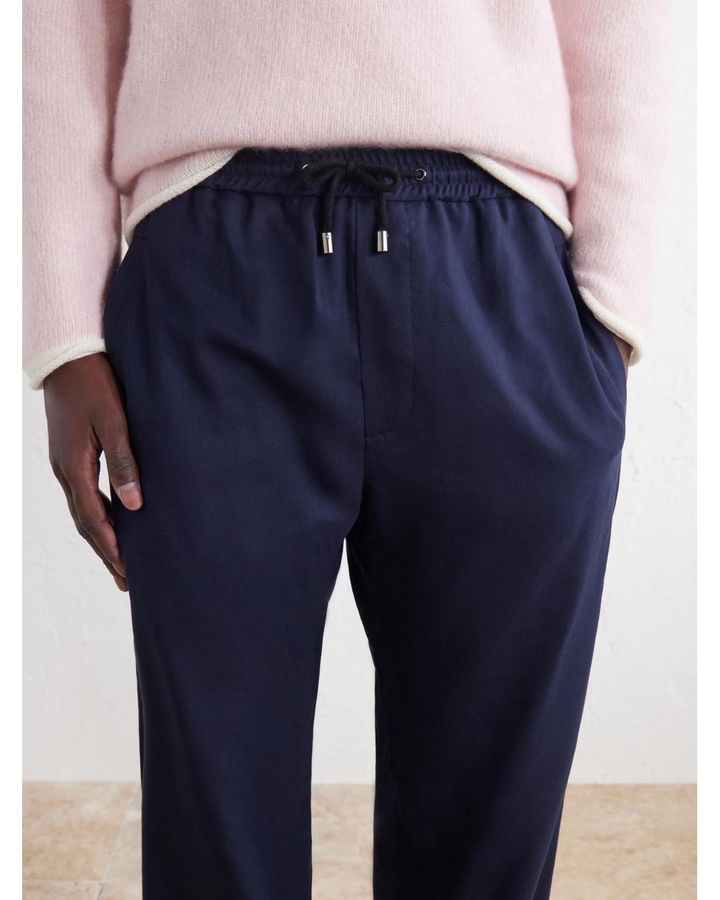 God's True Cashmere Blue Straight-Leg Cashmere-Twill Drawstring Trousers for men