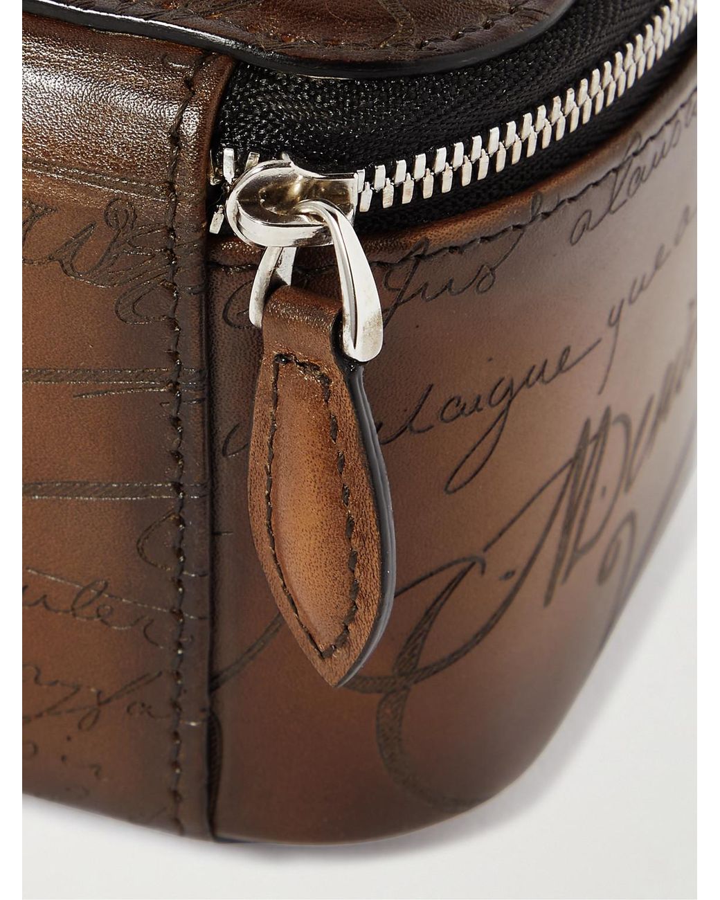 Berluti Brown Scritto Leather Watch Case for men