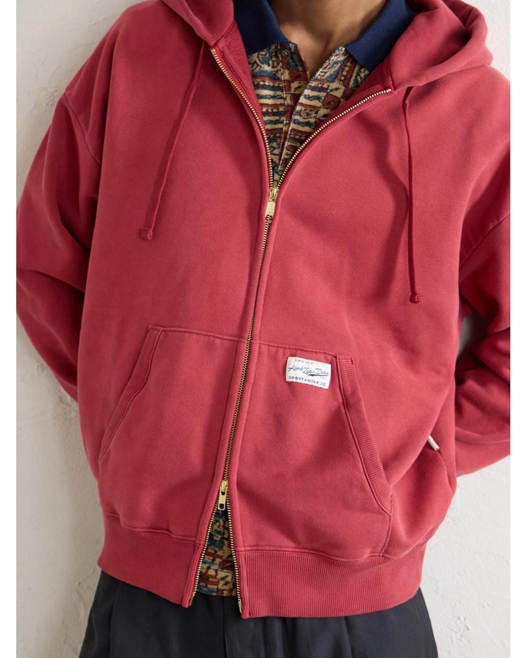 Aimé Leon Dore Red Cotton-Jersey Zip-Up Hoodie for men