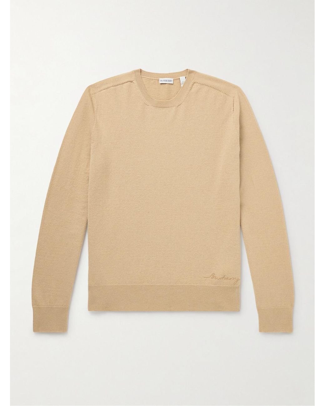 Burberry Logo embroidered Cashmere blend Sweater in Natural for Men Lyst UK