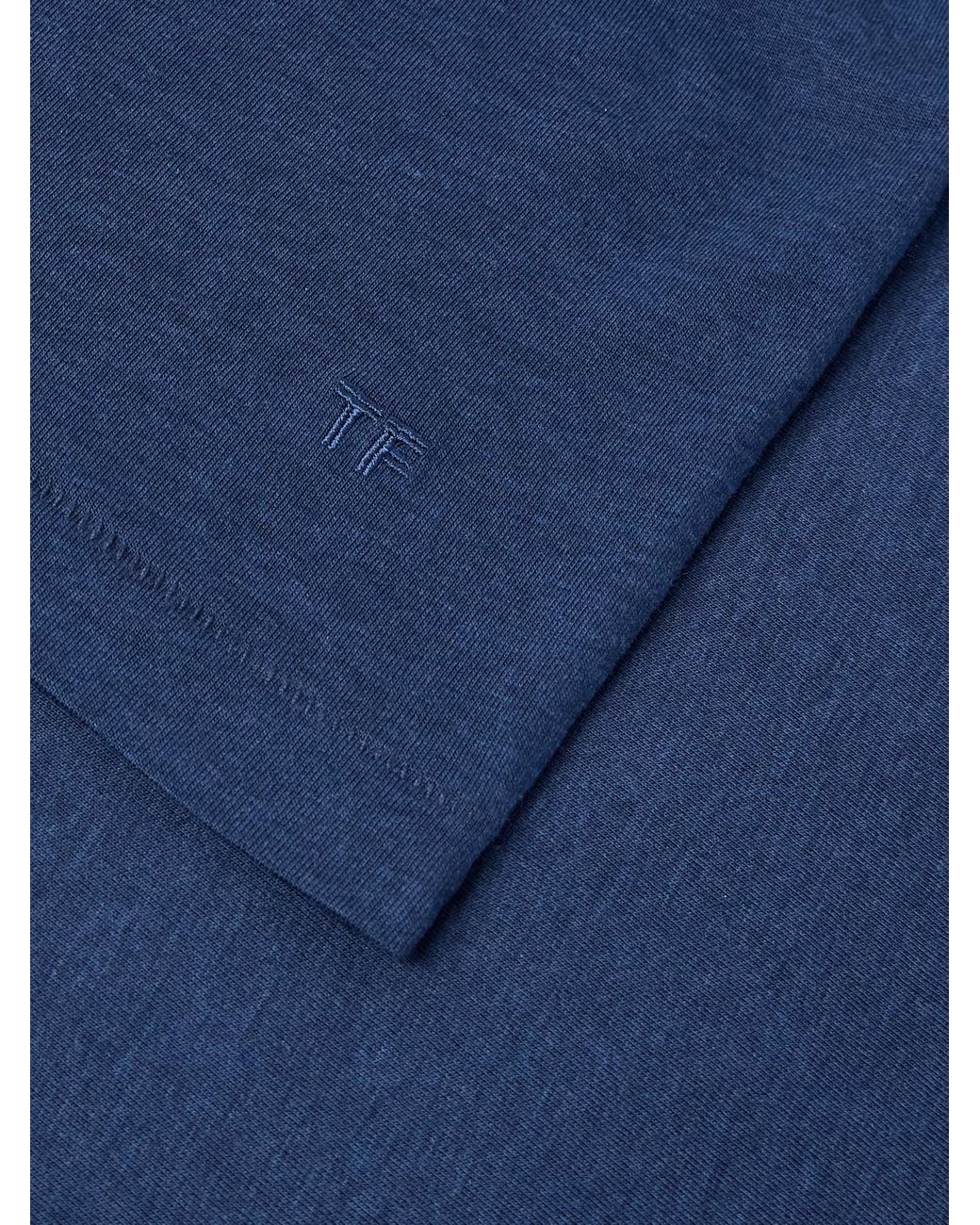 Tom Ford Blue Lyocell And Cotton-Blend Jersey T-Shirt for men