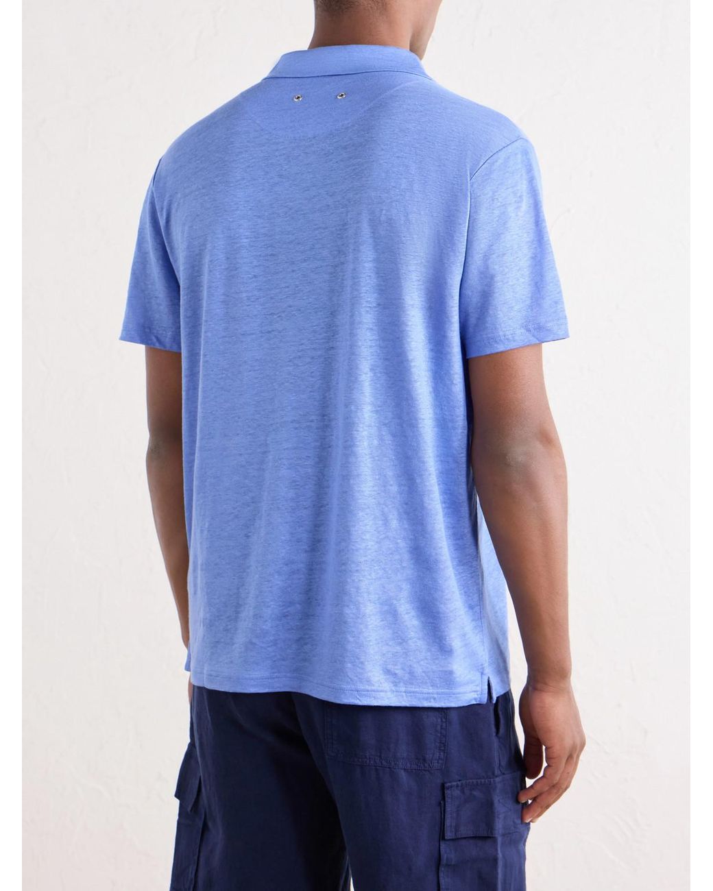 Vilebrequin Blue Pyramid Linen-Jersey Polo Shirt for men