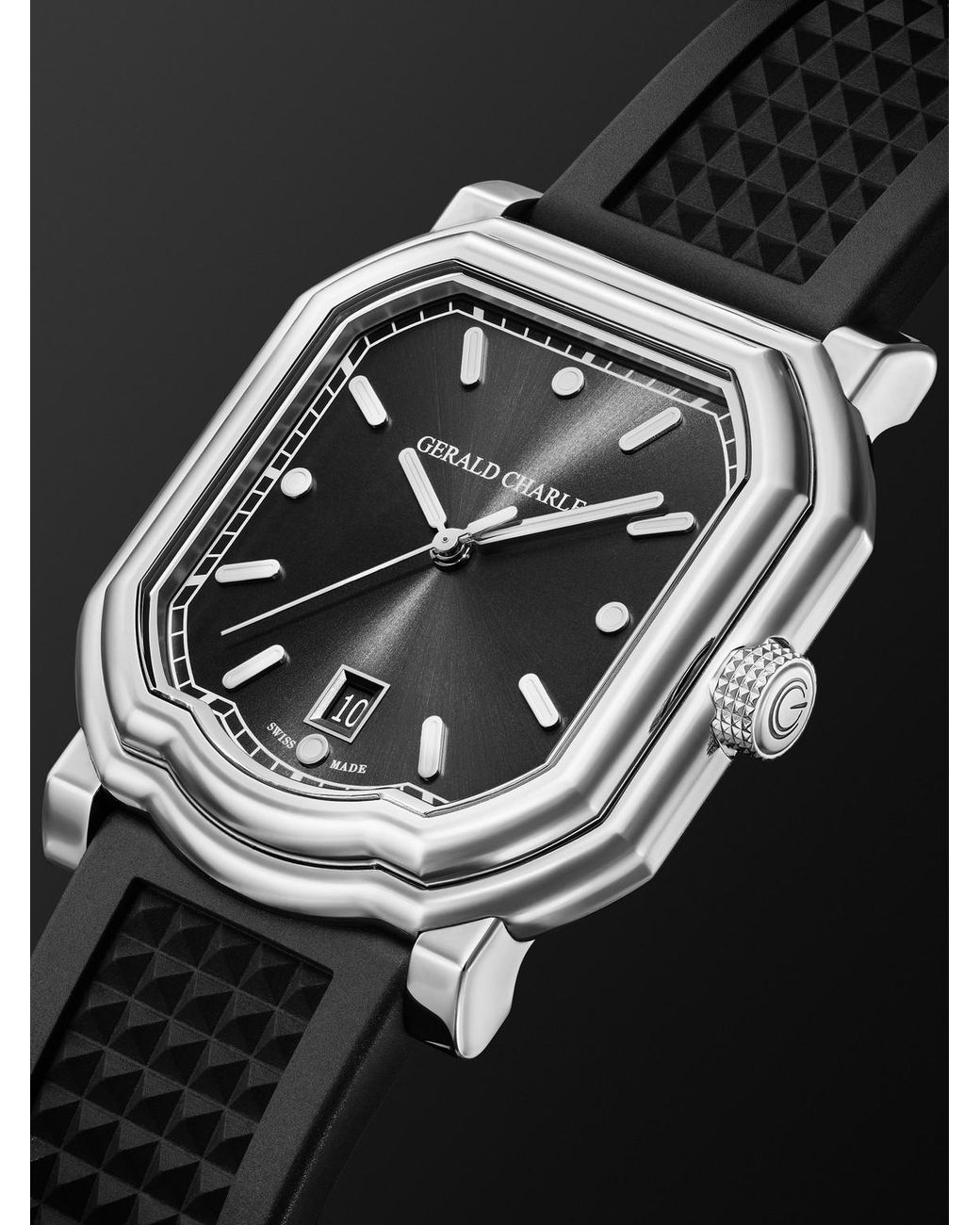 Gerald Charles Black Maestro 2.0 Ultra-thin Automatic 39mm Stainless Steel And Rubber Watch, Ref. No. Gc2.0-a-00 for men