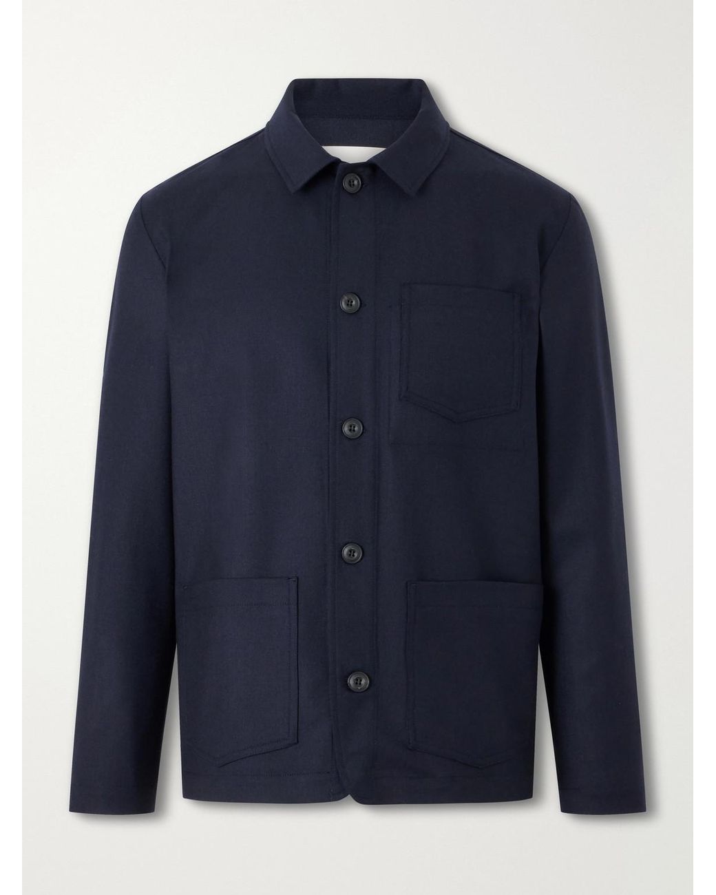 Altea Blue Pablo Wool-blend Flannel Overshirt for men