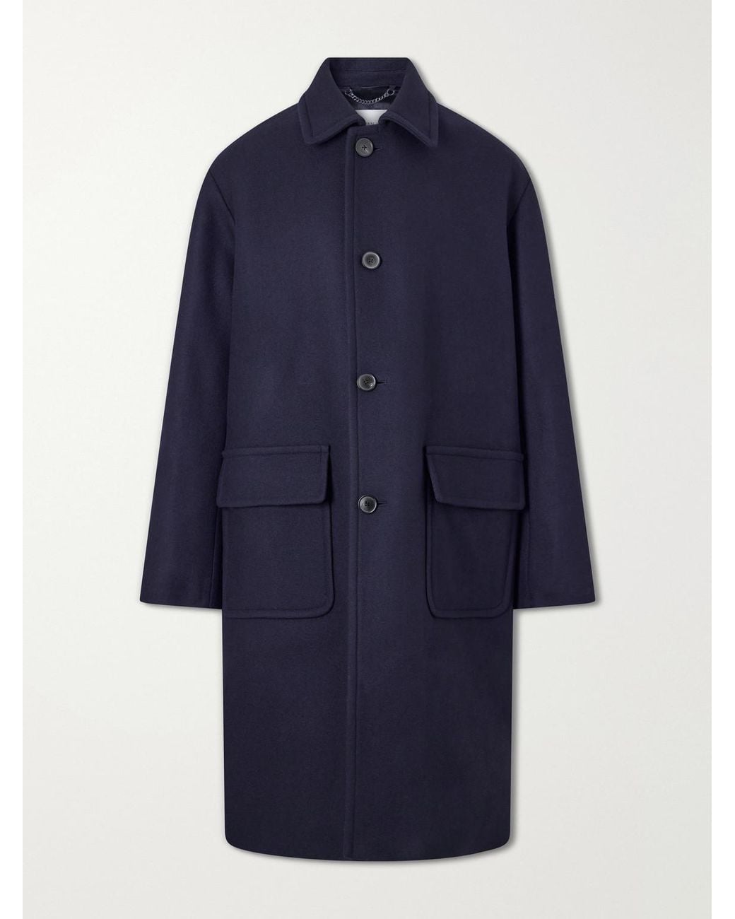 Dries Van Noten Blue Oversized Wool-Blend Coat for men