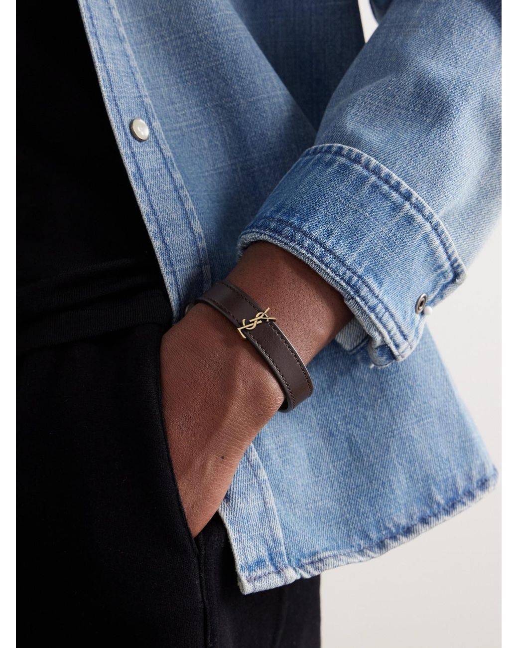 Ysl mens store leather bracelet