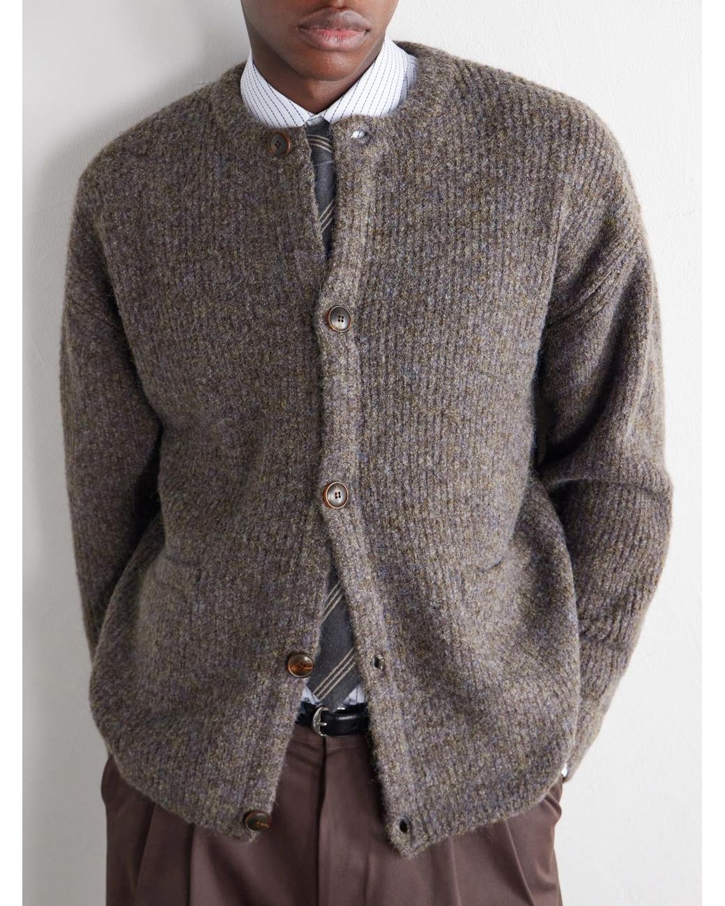 FRIZMWORKS Gray Knitted Cardigan for men