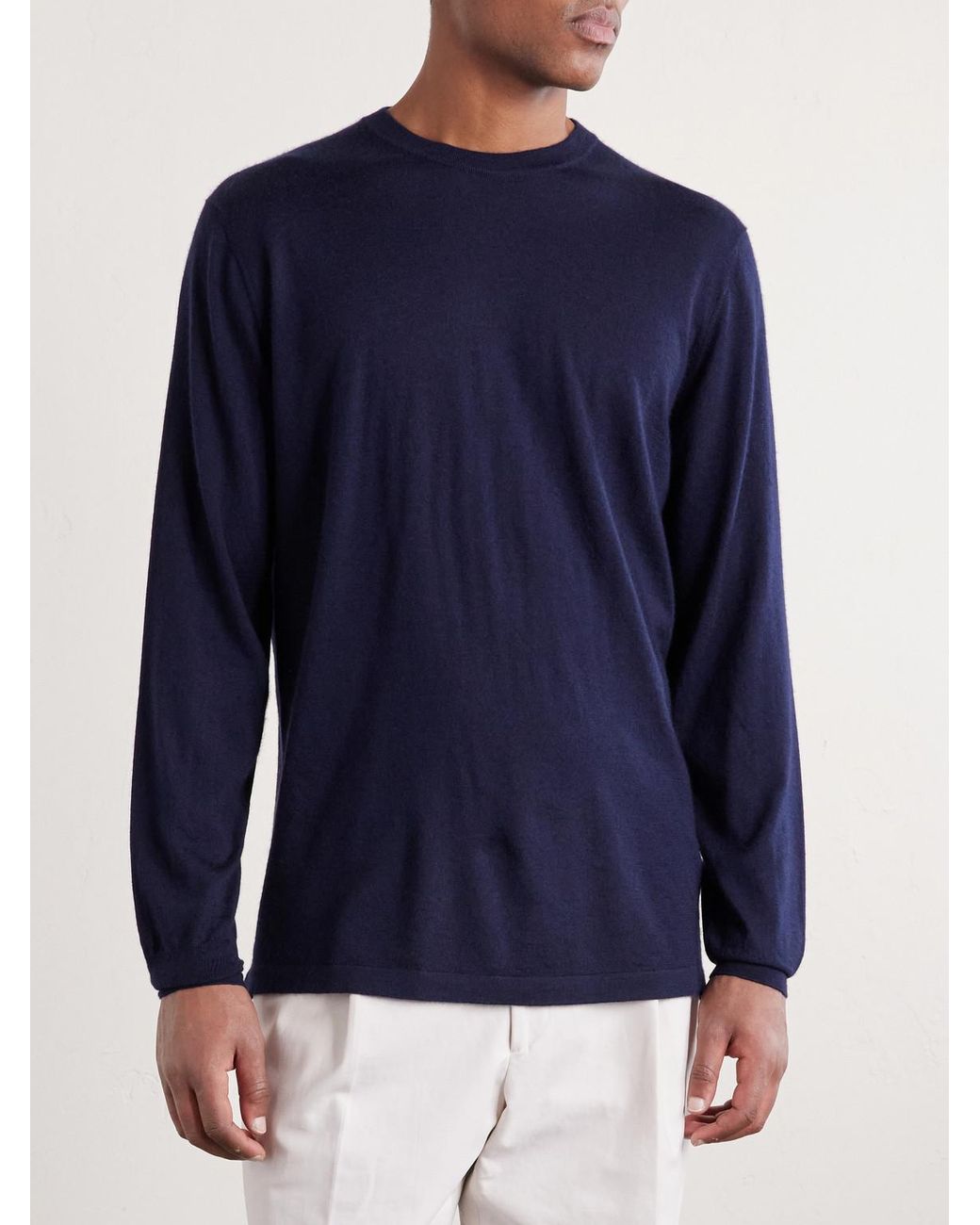 Thom Sweeney Blue Cashmere And Silk-blend Sweater for men