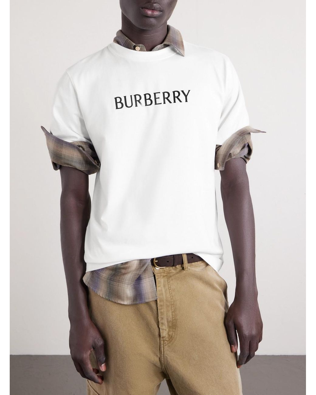 Burberry White Seth Logo-print Cotton-jersey T-shirt for men
