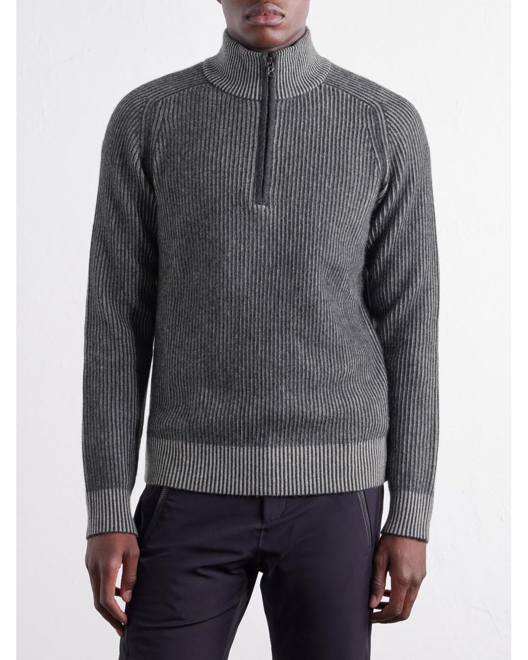 Bogner Gray Dwayne Ribbed Wool And Cashmere-Blend Half-Zip Ski Mid-Layer for men