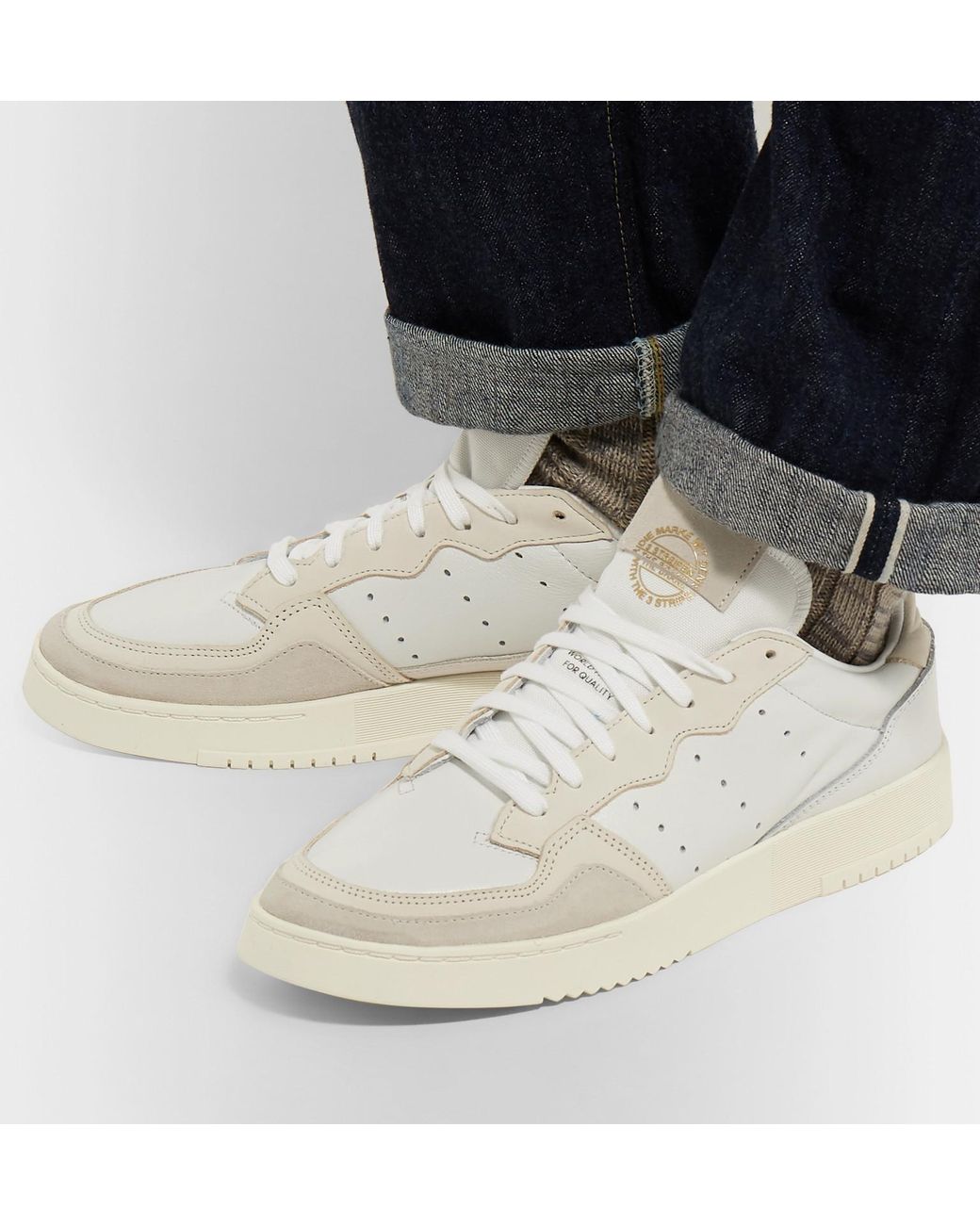 adidas Originals Supercourt Suede-trimmed Leather Sneakers in White for Men  | Lyst UK