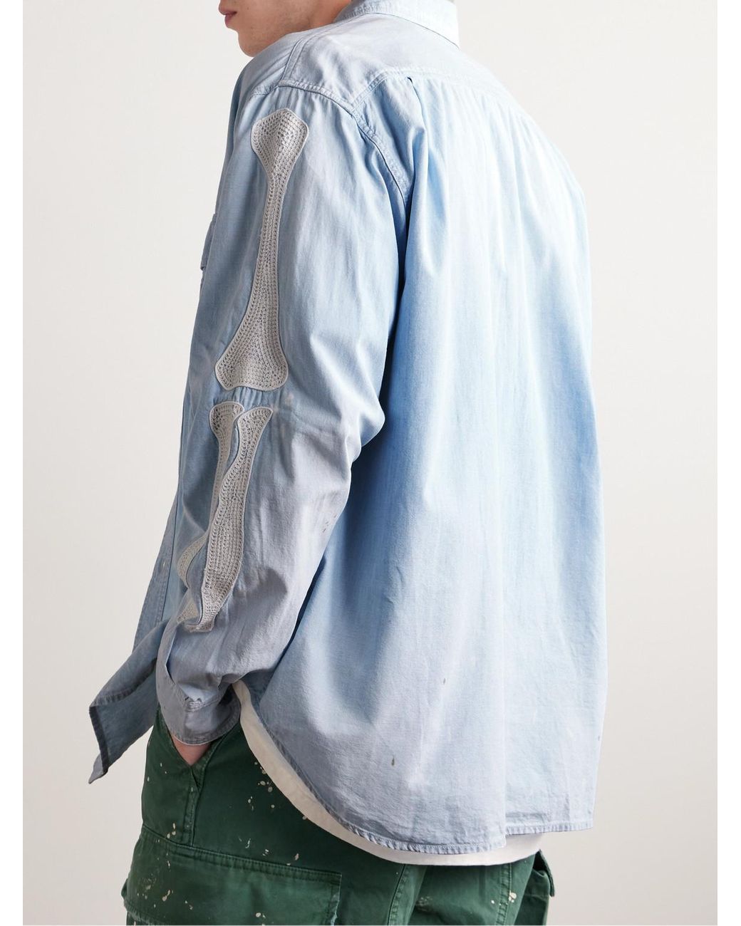Kapital Blue Embroidered Cotton-Chambray Shirt for men