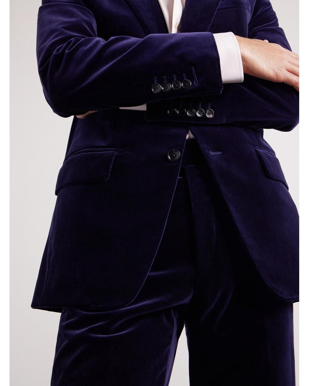 Tom Ford Blue Atticus Slim-Fit Cotton-Blend Velvet Suit Jacket for men