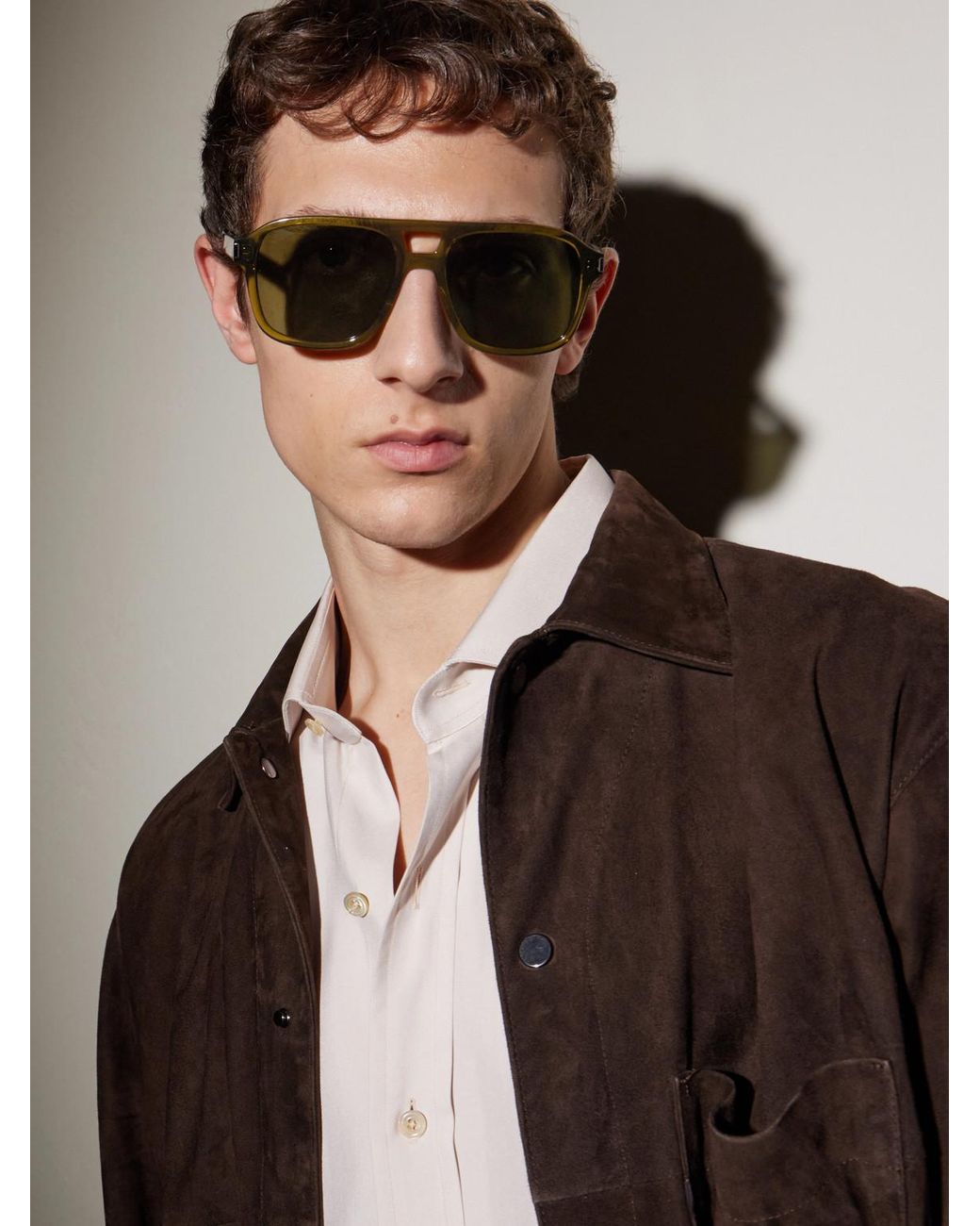 Saint Laurent Green Double-Bridge Aviator-Style Acetate Sunglasses for men