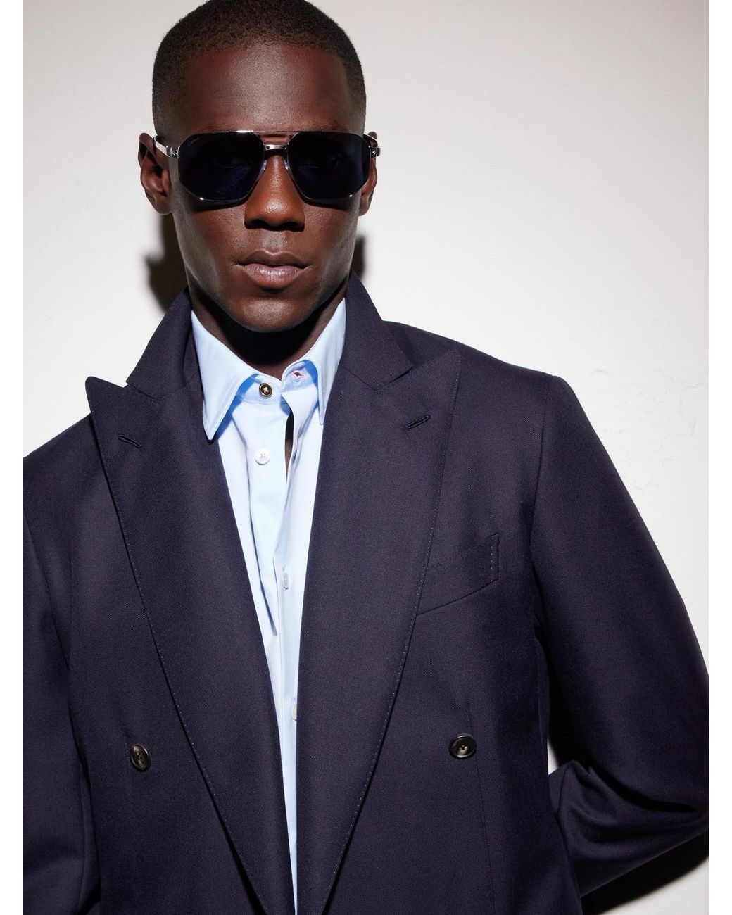 Cartier Blue Santos De Cartier Double-Bridge Aviator-Style And-Tone Sunglasses for men