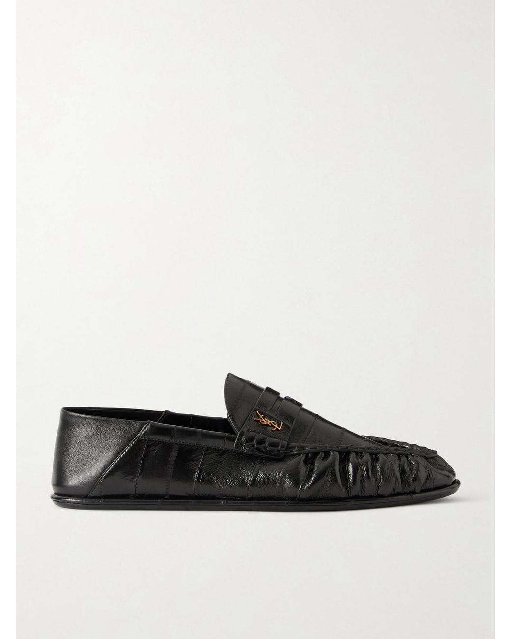 Saint Laurent Black Le Loafer Collapsible-heel Logo-embellished Eel Loafers Loafers for men