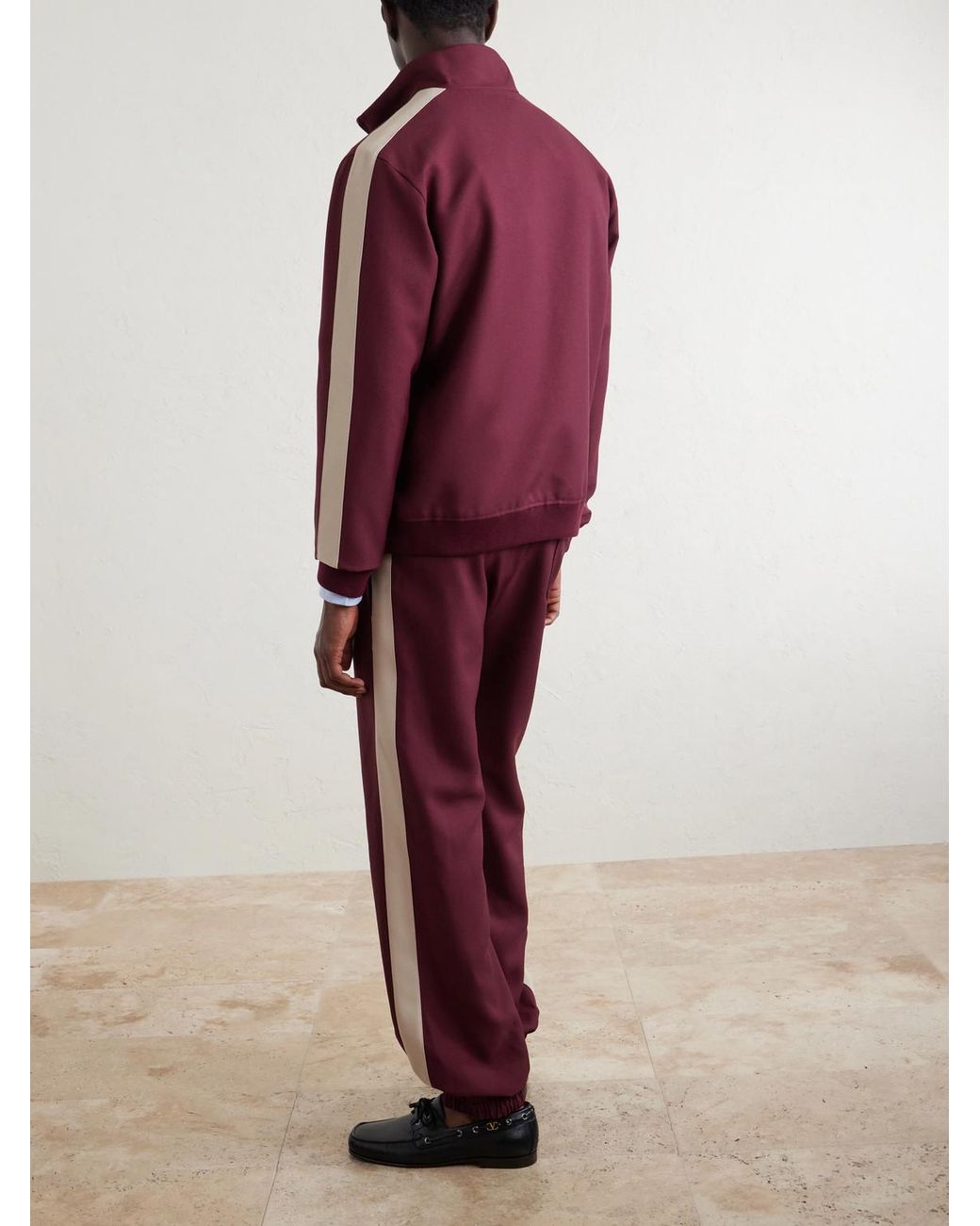 Valentino Garavani Purple Vgold Striped Drill Zip-Up Sweater for men