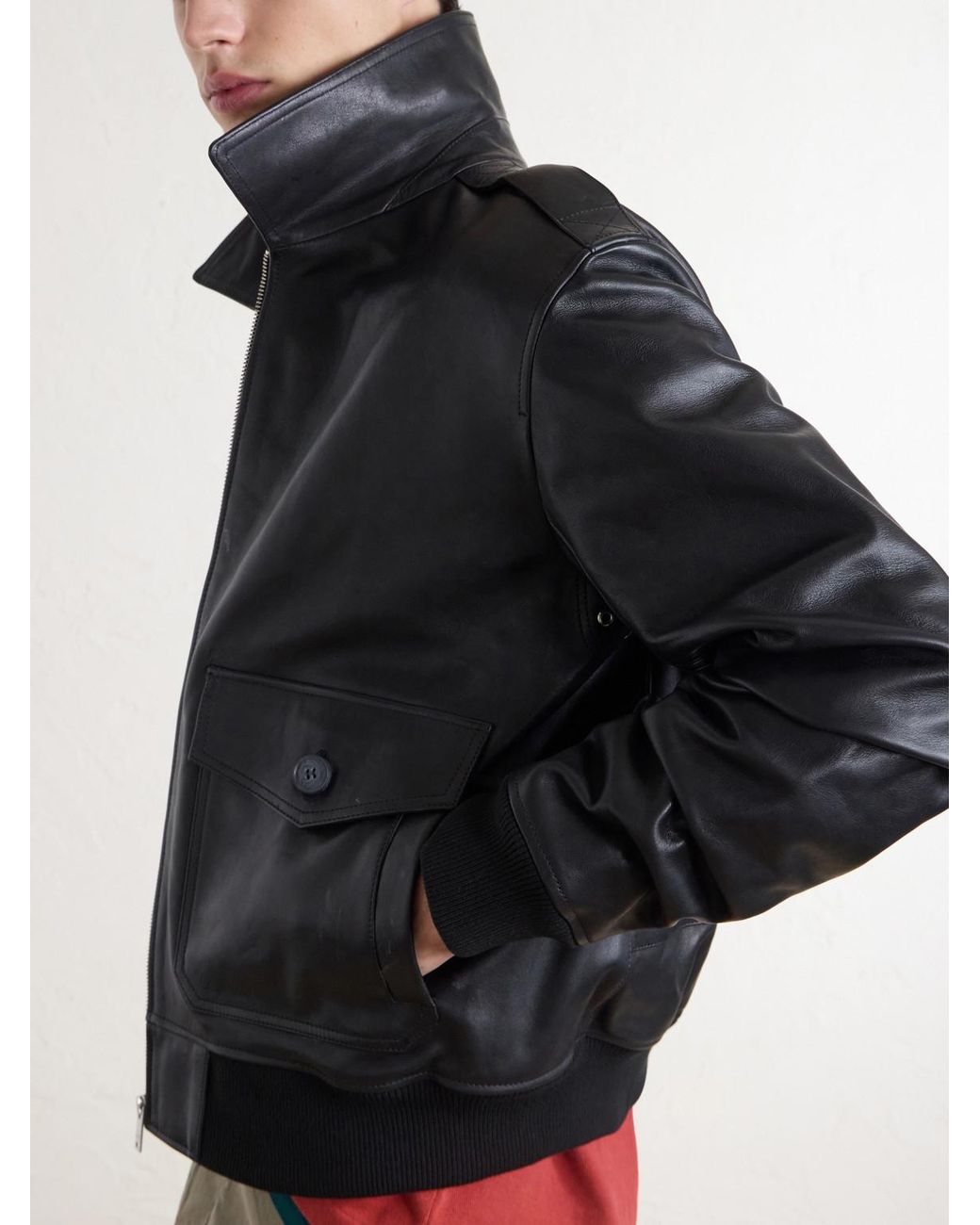 A.P.C. Black Gael Leather Jacket for men