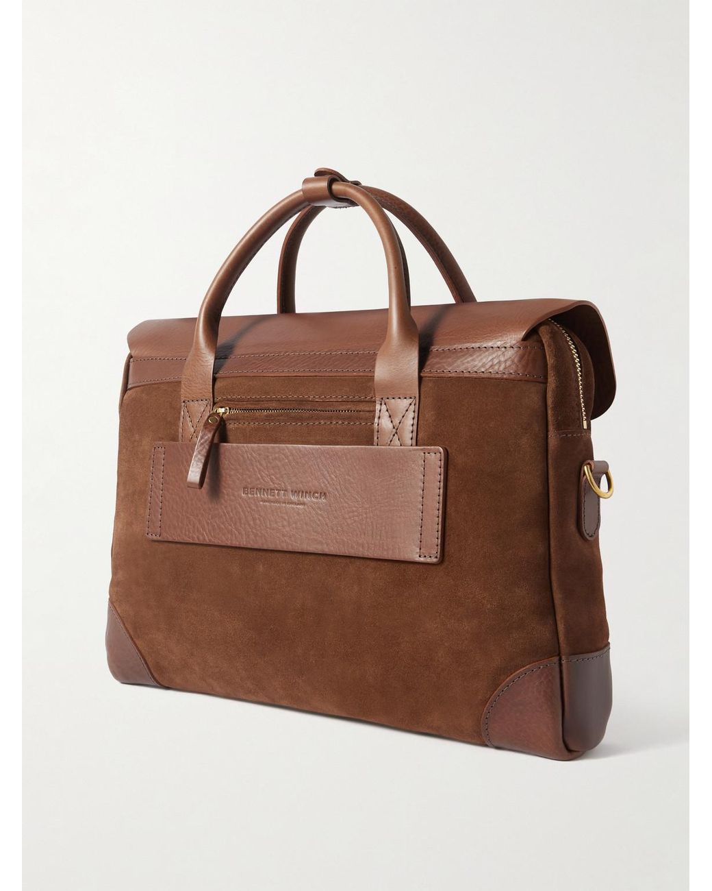 Bennett Winch Brown Suede And Leather Briefcase for men
