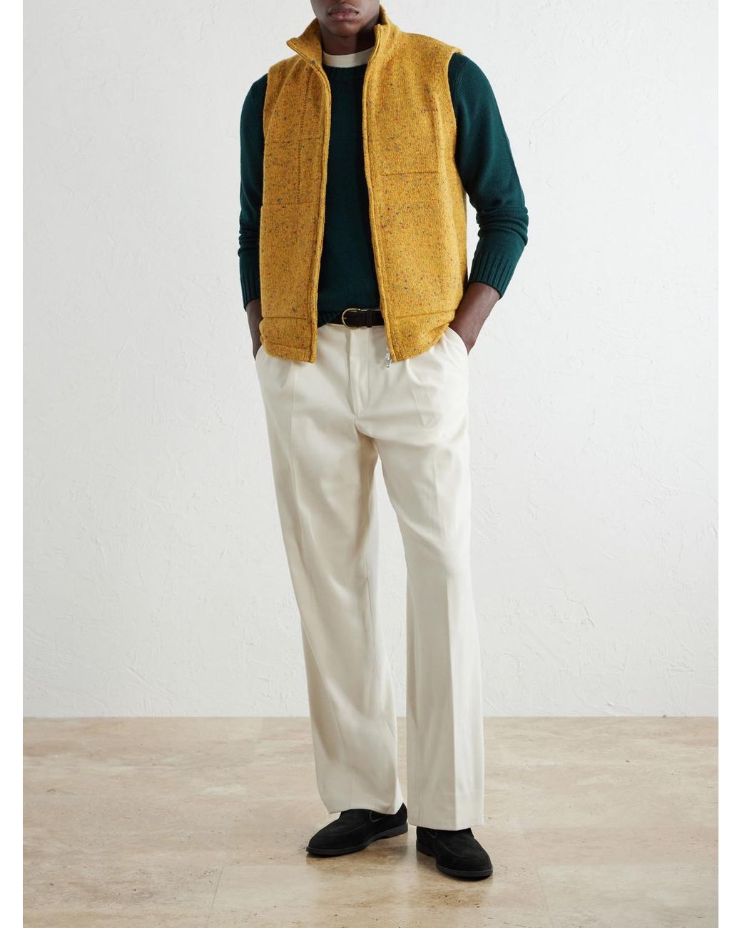 Inis Meáin Yellow Lifeline Wool And Cashmere-Blend Gilet for men