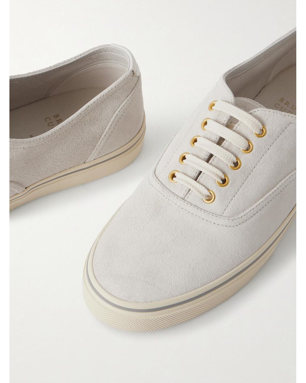 Brunello Cucinelli White Suede Sneakers for men