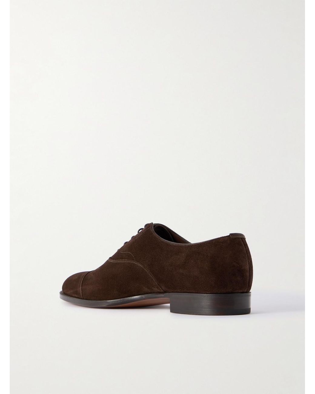Edward Green Brown Chelsea Cap-Toe Suede Oxford Shoes for men