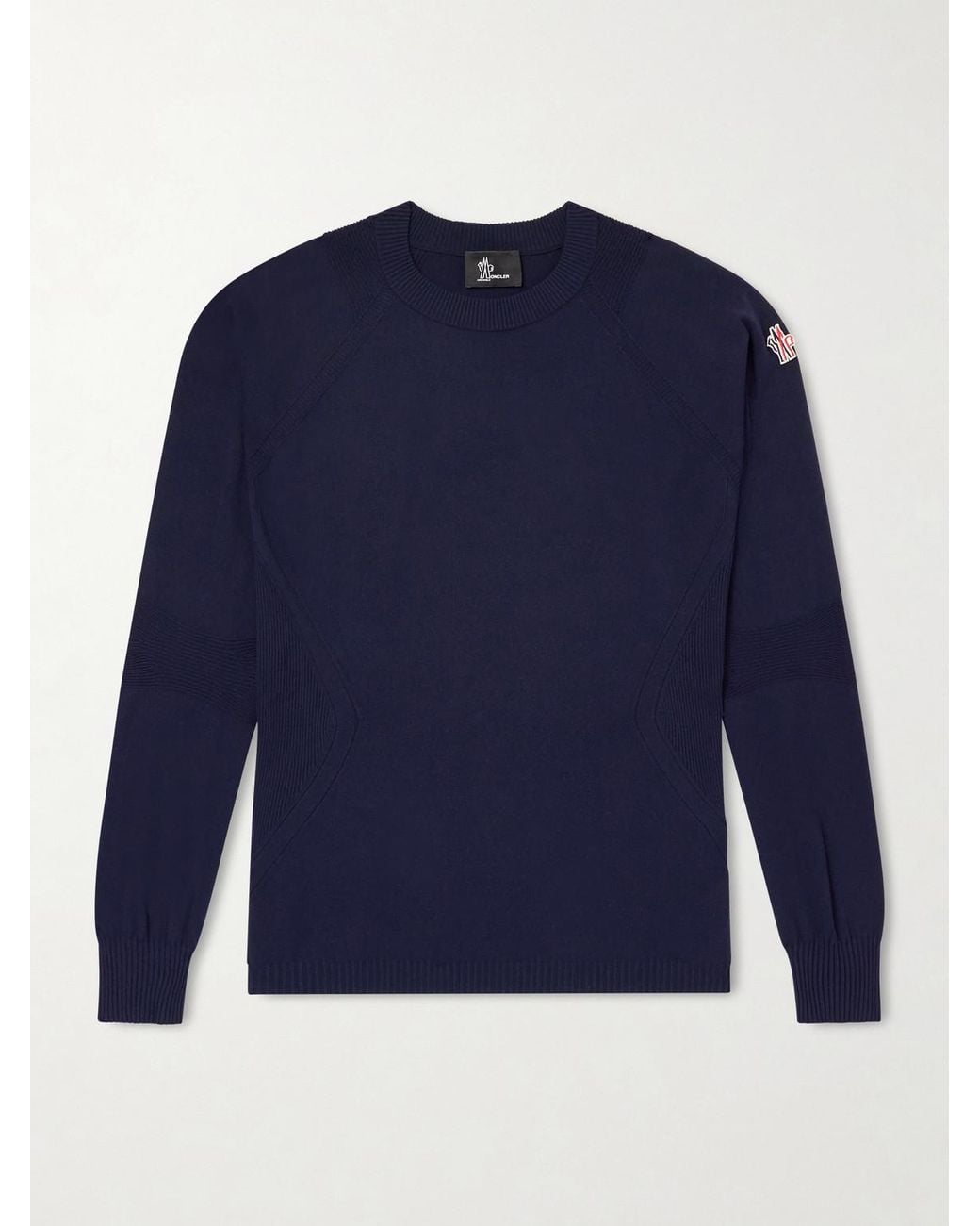 Moncler Blue Logo-Appliquéd Crepe Sweater for men