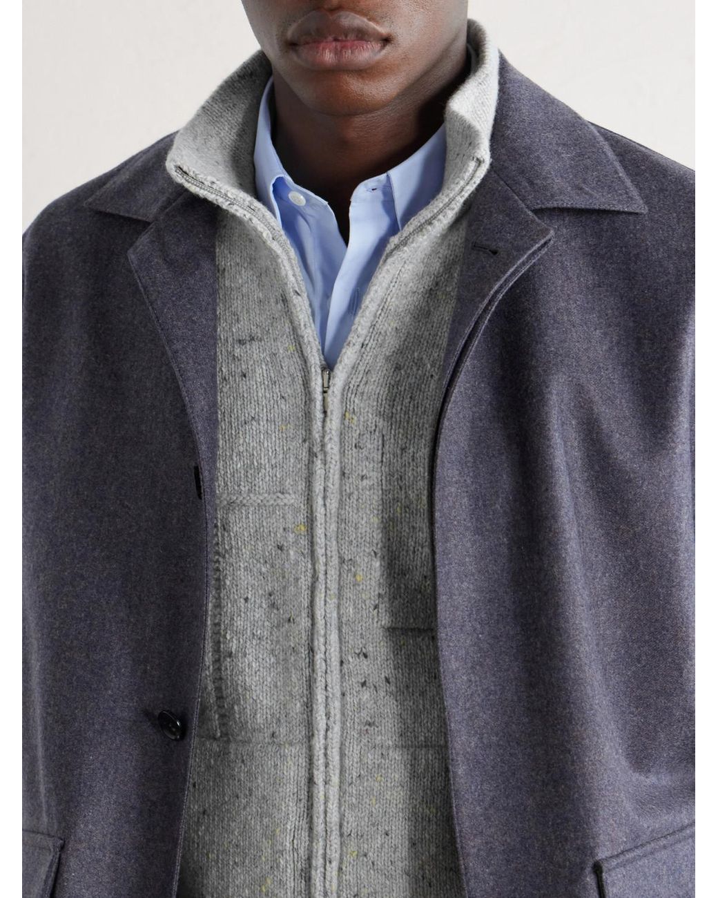 Inis Meáin White Lifeline Merino Wool And Cashmere-Blend Zip-Up Sweater for men