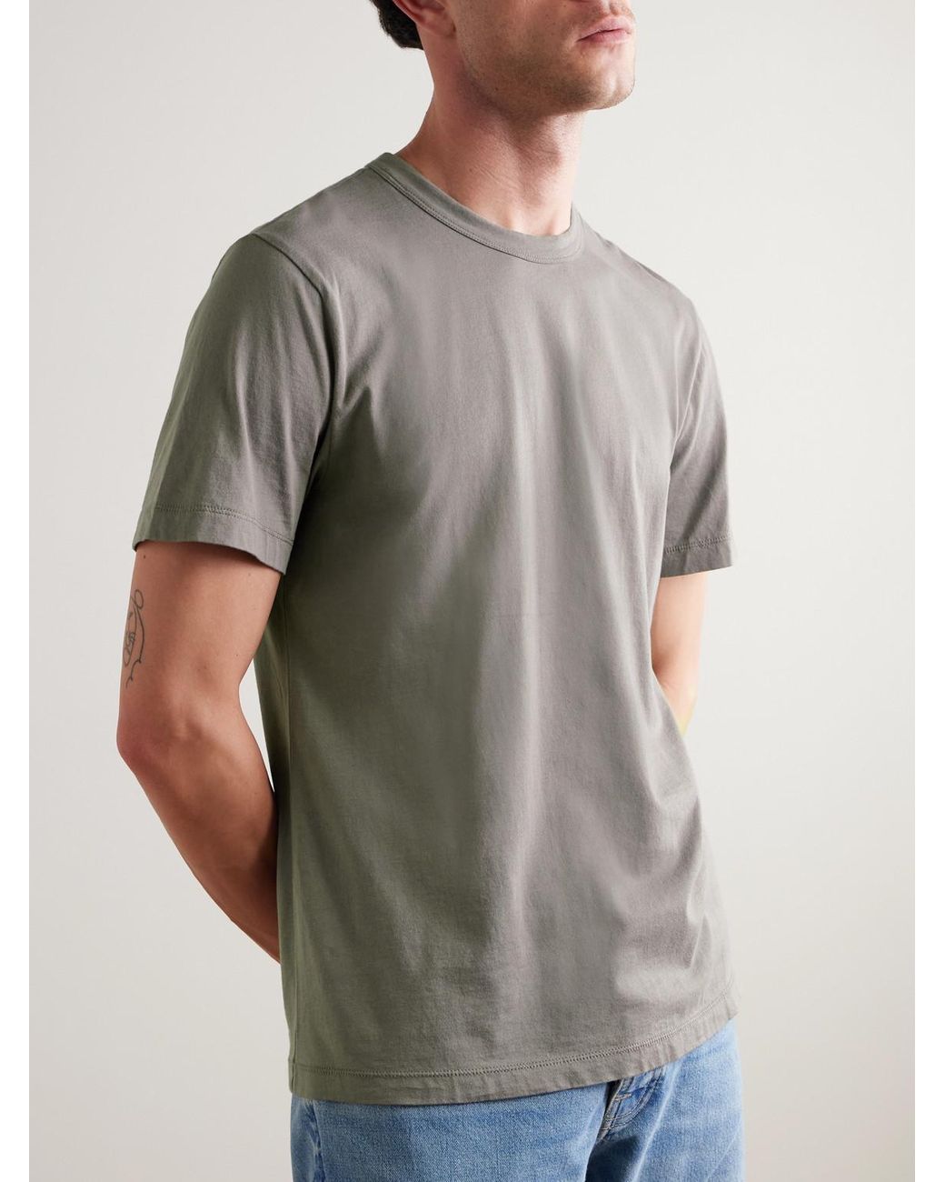 James Perse Gray Lotus Brushed Cotton-Jersey T-Shirt for men