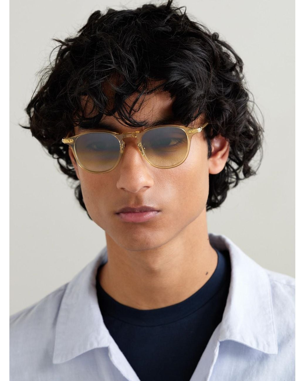 Garrett Leight Natural Hampton J Sun Round-Frame Acetate Sunglasses for men