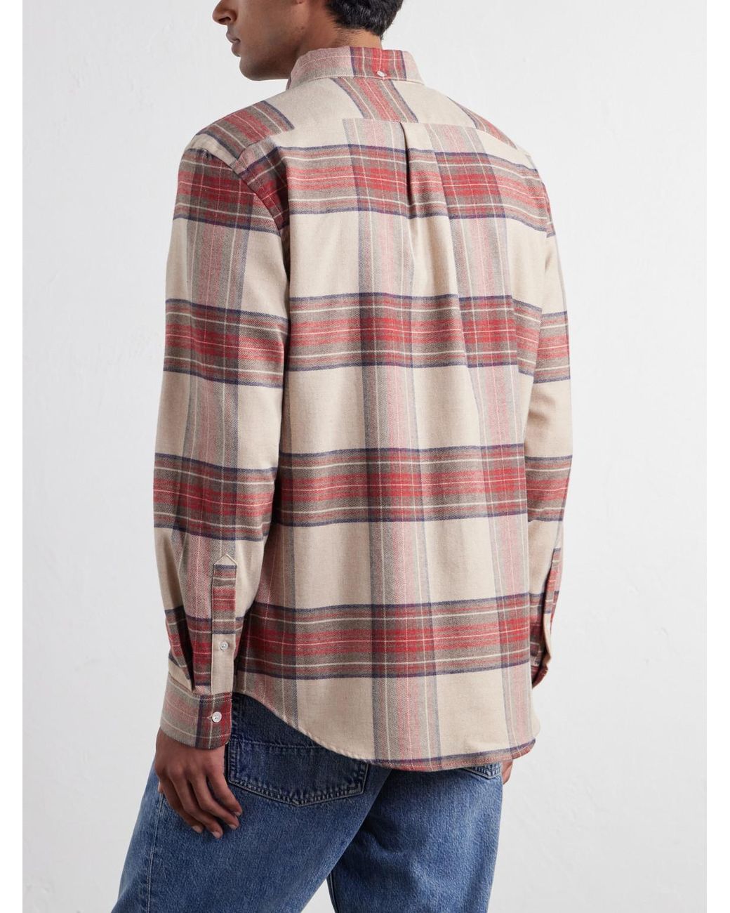 Portuguese Flannel Pink Sabela Checked Cotton-Flannel Shirt for men